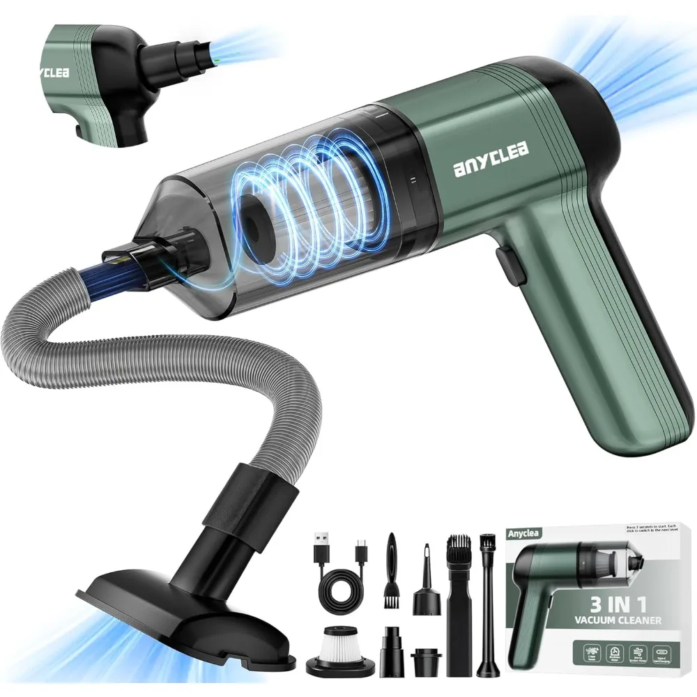 

3 in 1 Car Vacuum Portable Cordless, 12000PA Strong Suction, 2 Suction Modes, Rechargeable with Type-C, Handheld Vacuum for Car,