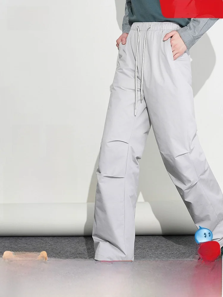 

Snow Flng Spring 2026 ex down Trousers High Waist Loose Long Pants Faionable Warm Paratrooper Pants Outdoor Wear