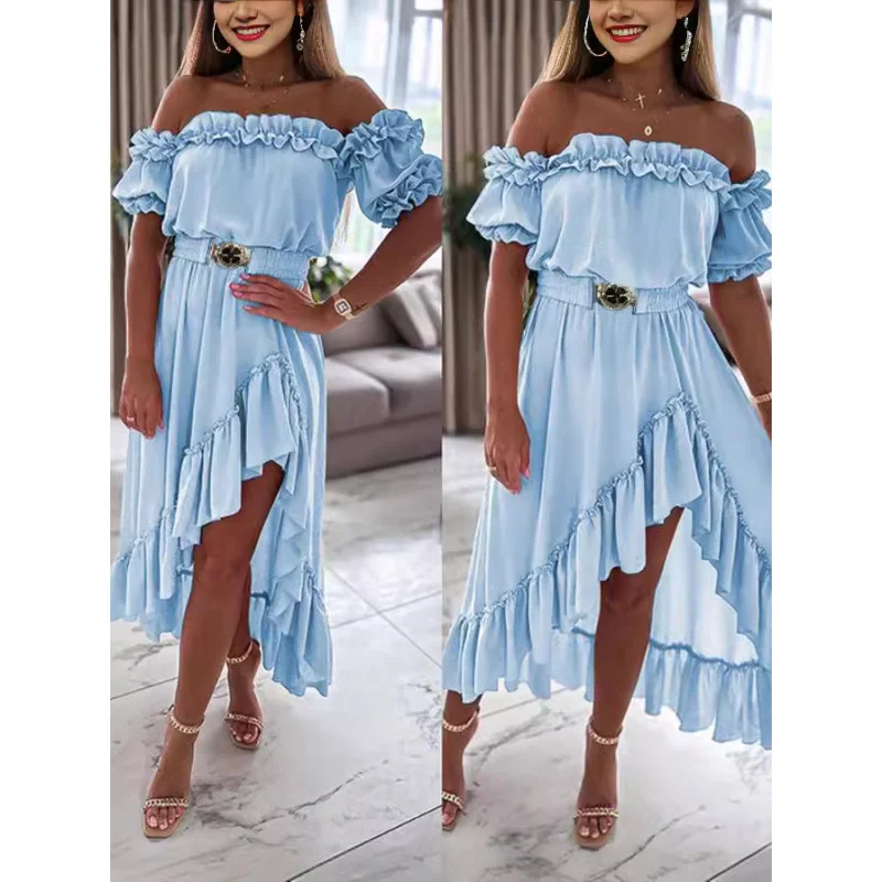 2024Amazon New Fashion Lace Belt Dress Women's Clothing