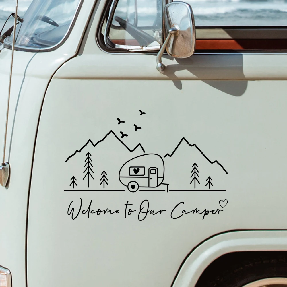 

Welcome To Our Camper Decals Motorhome Vans Decor Vinyl Funny Car Stickers Accessories Waterproof Tunning VinylParts