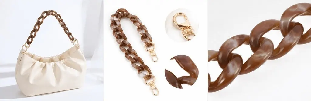 Exquisite Acrylic Fishbone Chain for DIY Handbags Tote Purse Clutch Replacement Strap Decorative Bag Accessory Fashionable Chain