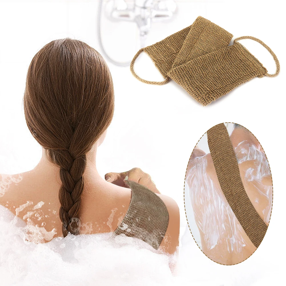 

Natural Back Scrubber with Glove Body Exfoliating Belt Hemp Back Wash Strap for Deep Cleaning Skin Relax