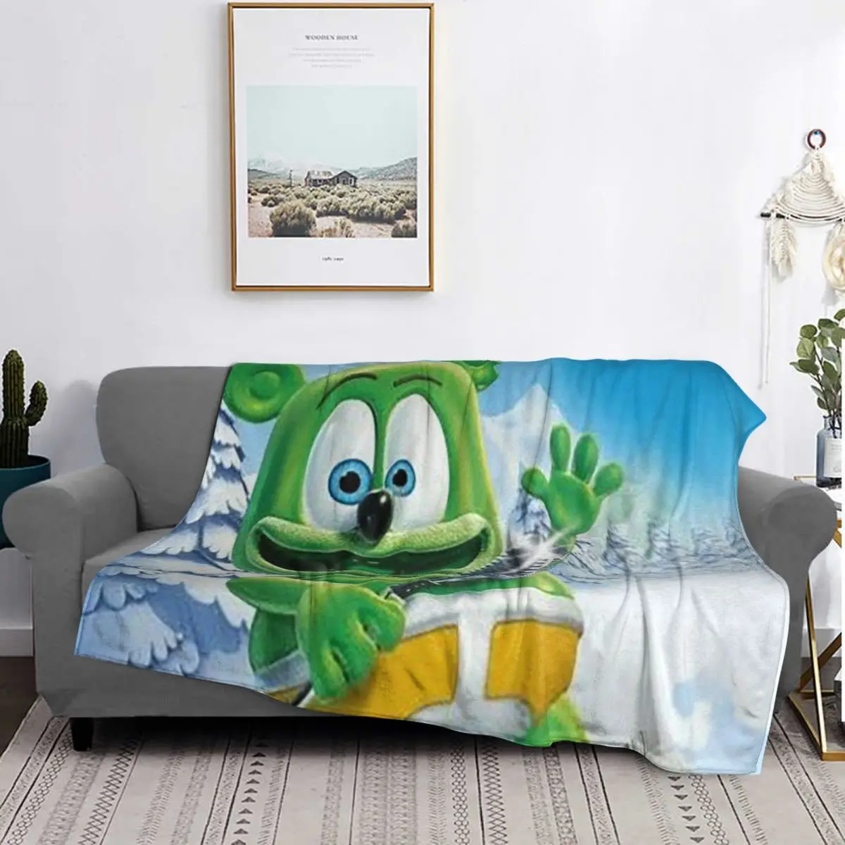 Gummibar (the Gummy Bear) Blanket Soft Warm Flannel Throw Blanket Bedding for Bed Living room Picnic Travel Home Couch