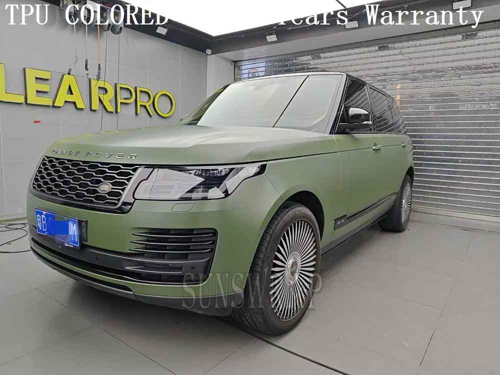 

Ultra-Dull Military Green TPU PPF Body Film - Self-Recovery Car Paint Protection Wrap for SUV/Truck Easy Wet Install 5x52ft