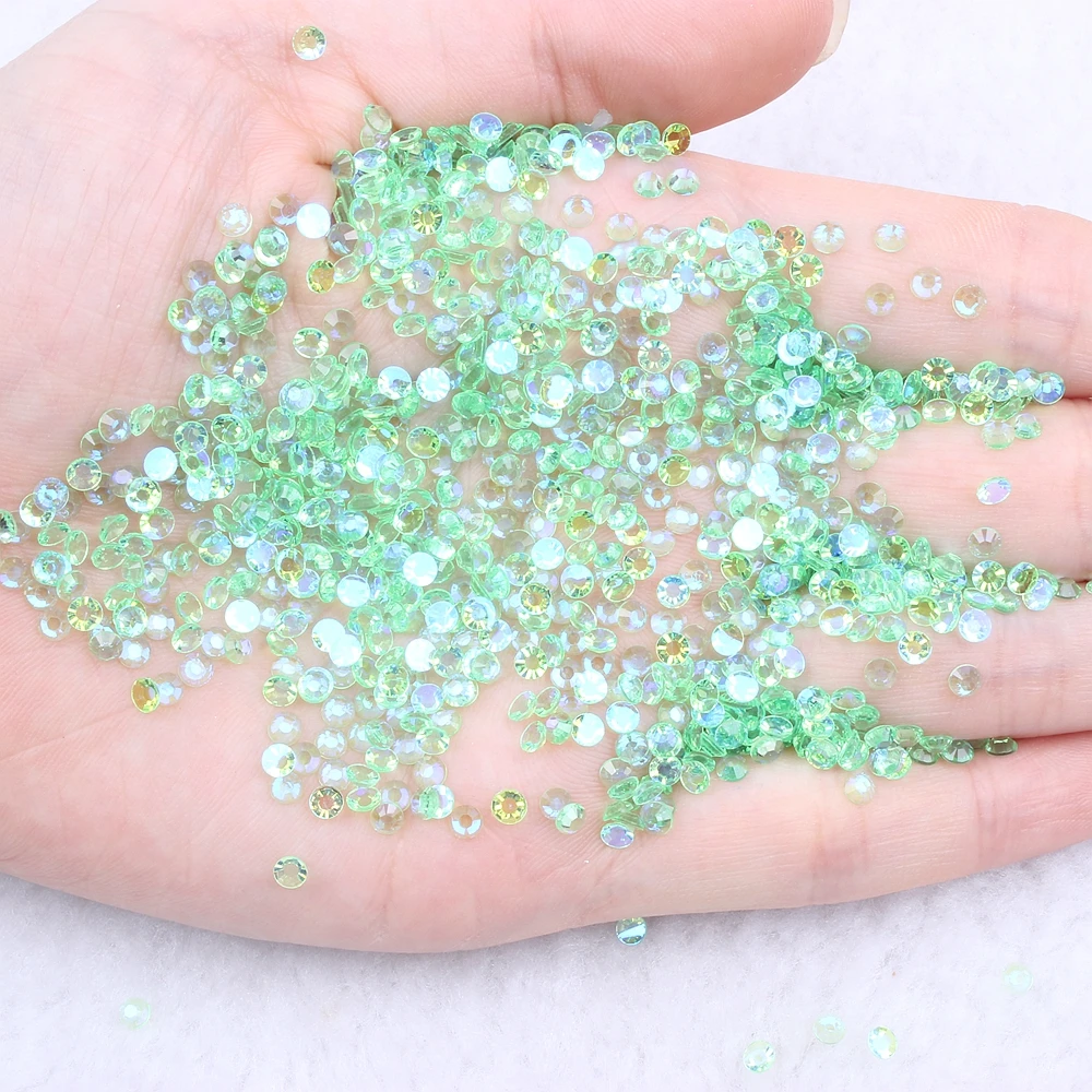 

Hot Sale Aurora AB Colors 1000pcs 3mm 3D Nail Gems Flatback Round Glue On Stones Resin Rhinestones For DIY Garment Decorations