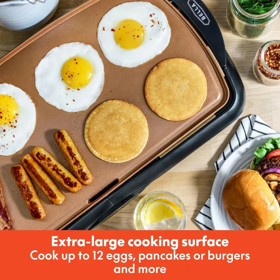 

Электрическая керамическая титановая сковорода-гриль, готовит 10 яиц одновременно, экологичное антипригарное покрытие HealthyEco, легкая очистка, большая глубокая чаша.