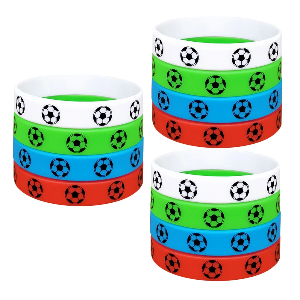 

12Pcs Soccer Silicone Bracelets Wear-Resistant Sports Wristbands Team Fans Outdoor Accessories Football Party Favors