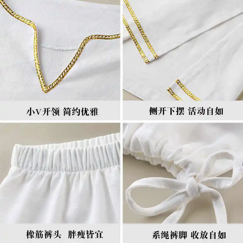 Zen/Yoga Practice uniform for Women - Loose-Fit Linen/Cotton Two-Piece White Buddhist Meditation Outfit,Wushu Kungfu Taiji set view 4