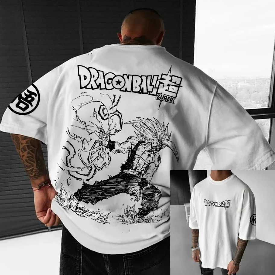 2026 Summer Japanese Dragon Ball Crew Neck T-Shirt Comic Print Retro Cotton Short Sleeve Men's and Women's Top Short Sleeve Y2k