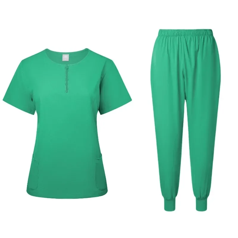 Medical Scrub Set Beauty Hospital Surgical Uniforms Women Scrub Tops Pants Nurses Accessories Dental Clinic Pet Workwear Clothes