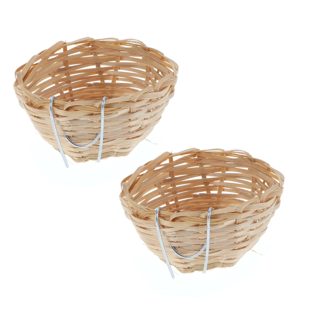 

2 Pcs Bamboo Bird's Nest Country-style Handmade Hanging Cage Birds House Parrot for Sheltered