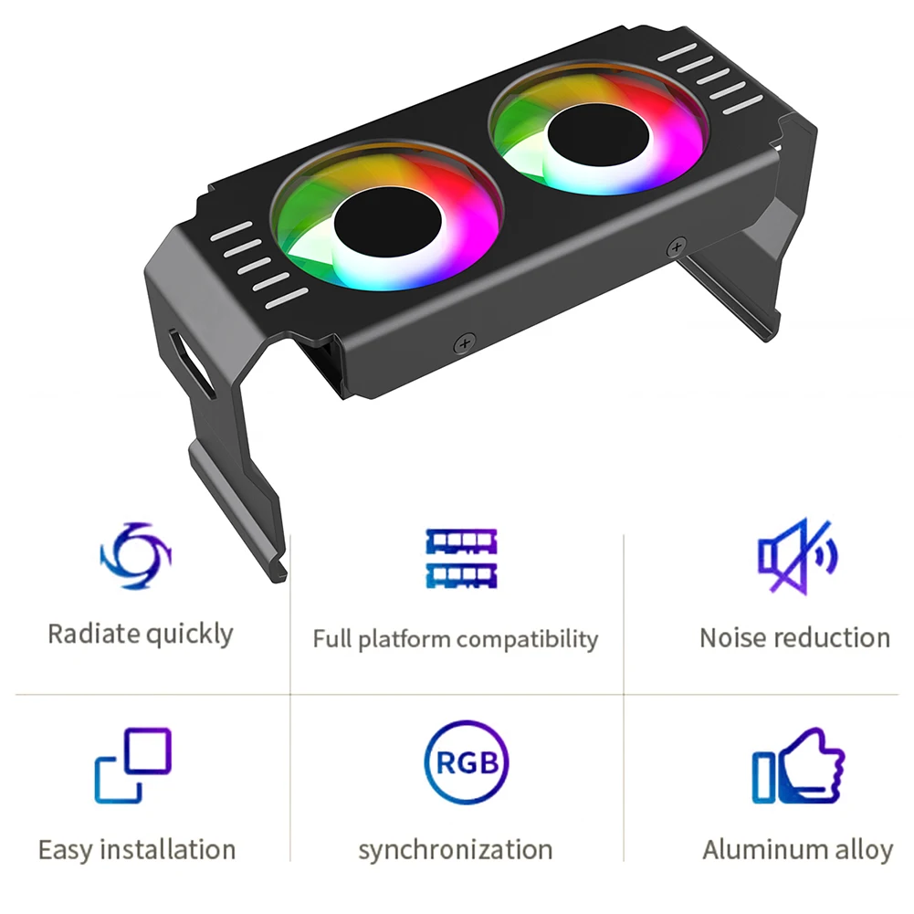 Refrigerador do módulo de memória RAM do computador, PC DDR4, DDR5, Ventilador Dual 120mm, Sincronização ARGB, Fãs PWM, Radiador de refrigeração RGB para DDR4 DDR5