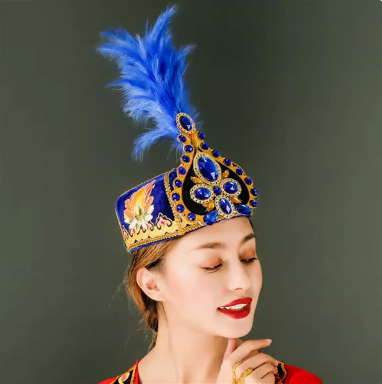 

Xinjiang Dance Performance Hat Big Feather Hat