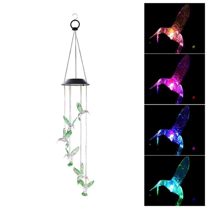 Luci solari da esterno AF90-Hummingbird, luci solari per carillon di vento, regali pendenti per mamma e nonna