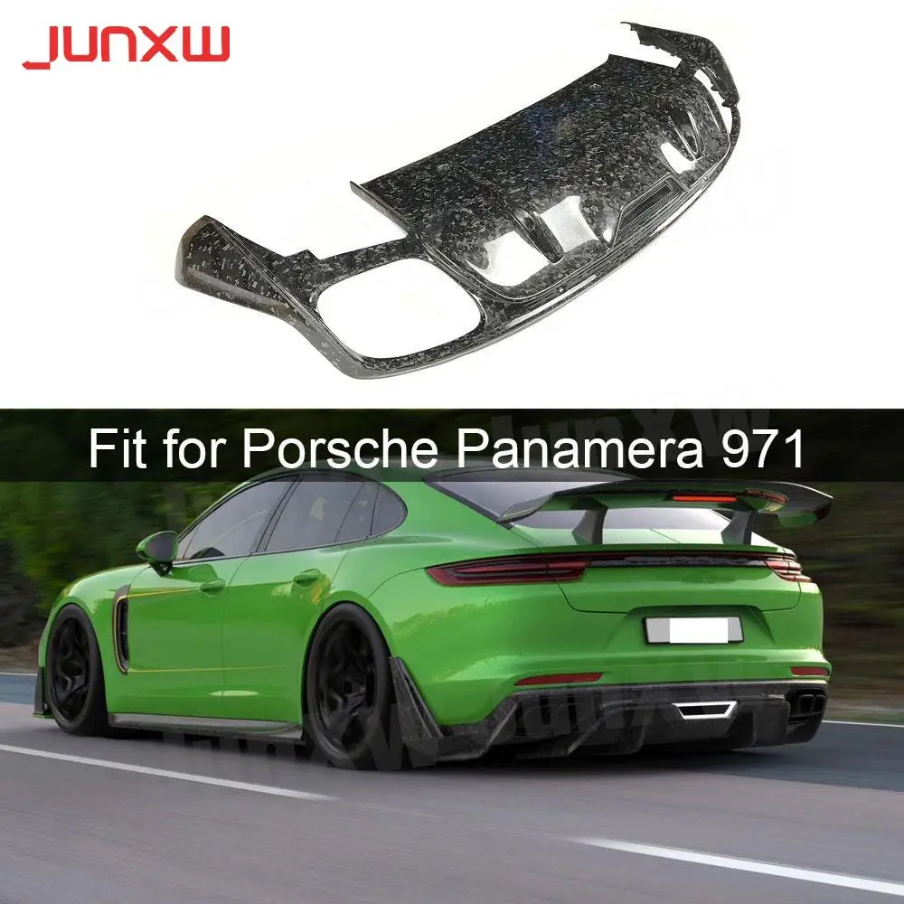 Dry Carbon Fiber Rear Lip Diffuser Spoiler For Porsche Panamera 971 2017 2018 2019 Forged Carbon Rear Bumper Guard Accessories