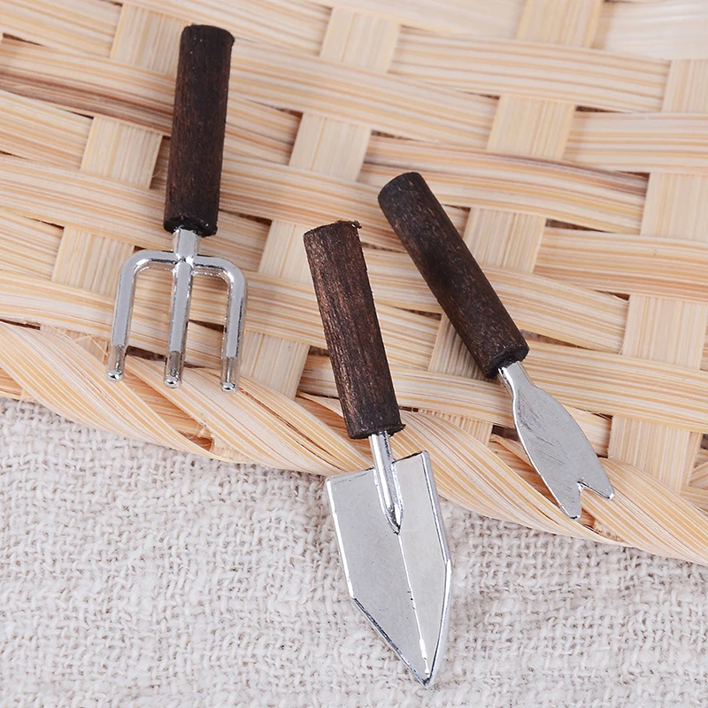 1:12 인형 집 미니어처 장난감, 미니 도자기 삽, 정원 도구, 3 개