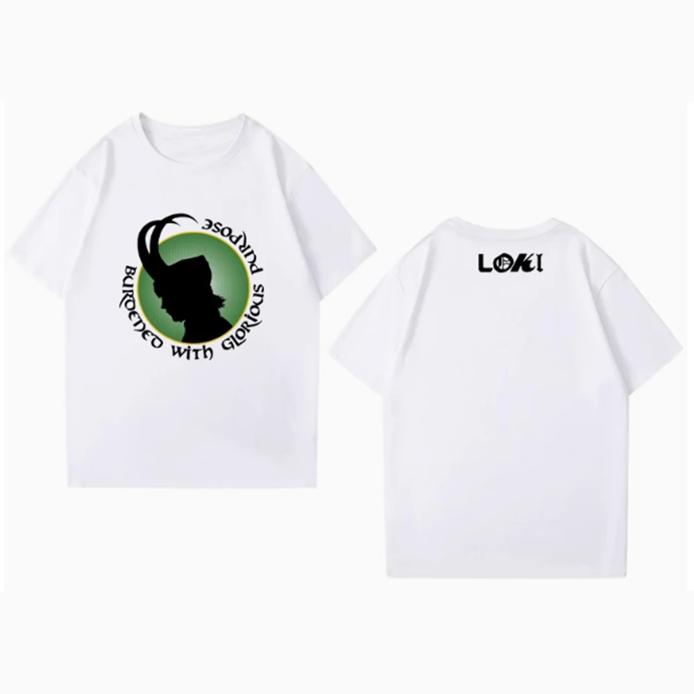 （Miniso）Marvel Loki Turned Sideways Summer Tshirt Man Internet Celebrity Men T-Shirt Summer Men Women Cotton T Shirt Top Men