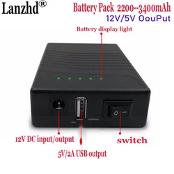 2025 NEW 5V 12v 18650 3400mAh Lithium Li ion Battery pack 3S1P DC 12V and USB 5V Mobile power With 5521 cable and charger