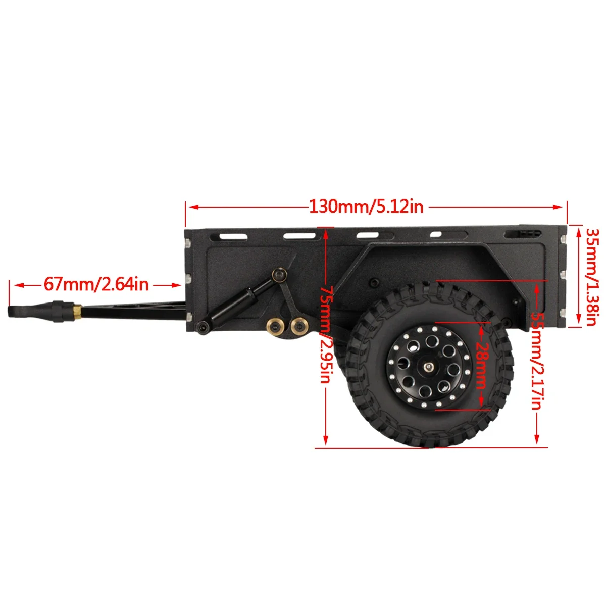 Przyczepa użytkowa ze stopu aluminium z mocowaniem zaczepu Przyczepa Cargo Cargo Carrier dla TRX4-M Defender Bronco K10 1/18 RC Car Part