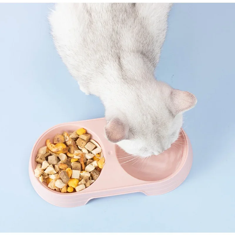 Macaron Pet Double Bowl Plastic Kitten Dog Food Drinking Tray Feeder Cat Feeding Pet Supplies Accessories Pet Products Dog Bowl