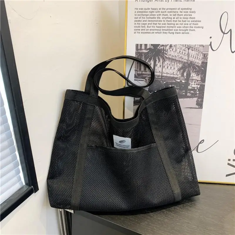Transparente Mesh-Umhängetasche für Damen, Modische Tragbare Handtasche zum Einkaufen, Reisen, für den Strand, Netz-Tasche – Detail 8