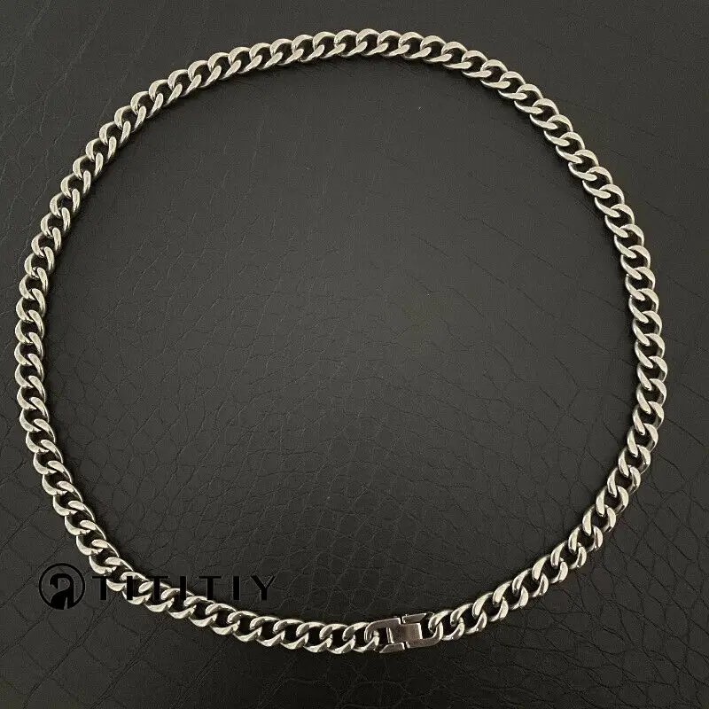 

New Pure Titanium Necklace Cuban Chain 9.5mm Wide Lightweight Anti Allergy Length 600mm Trendy Hip Hop Unisex Good Gift