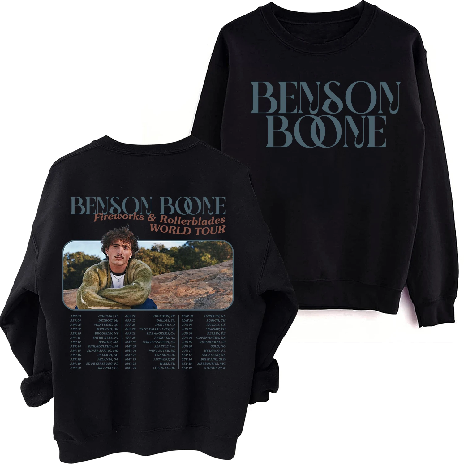 

Benson Boone Fireworks and Rollerblades 2024 World Tour Sweatshirt Man Woman Crewneck Streetswear Hoodie Fans Gift