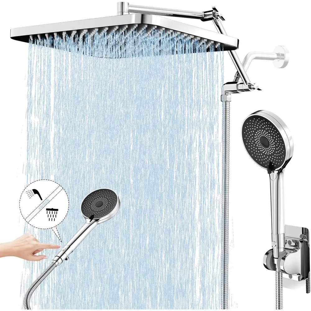 

13 насадка для душа с дождевой насадкой и ручным комбинированным режимом, кнопочный переключатель насадки для душа с двойным водопадом, насадка для тропического душа с 3 режимами