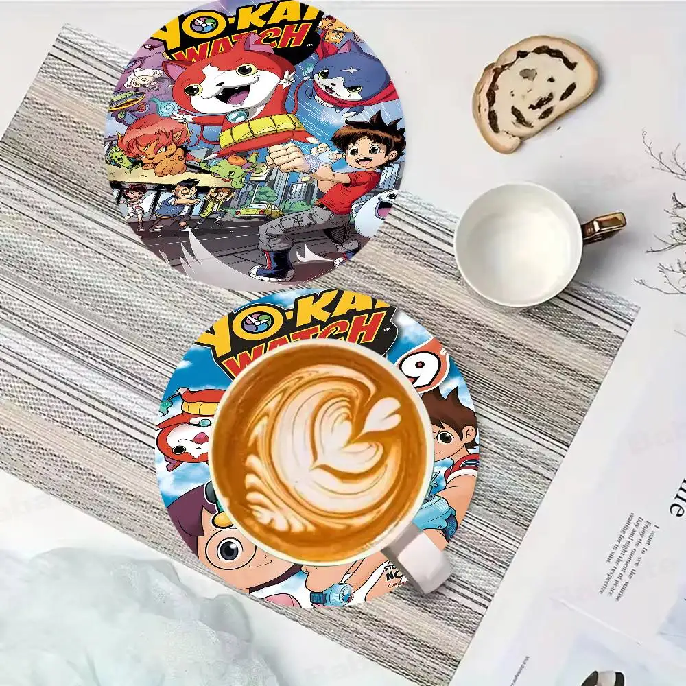 

Yo Kai Watch Anime Natural Wood Coaster Creative Cartoon Absorbent Cushion Coffee Mug Bowl Cushion Insulation Cushion