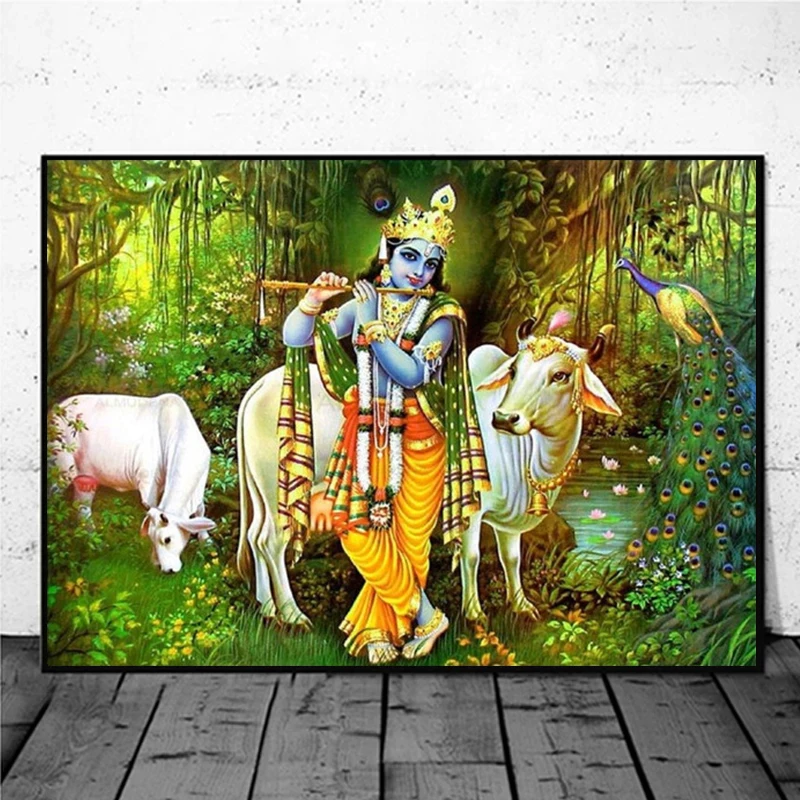 Indian God Radha Krishna Canvas Painting Posters and Prints Modern Home Decoraion Religion Wall Art Pictures for Living Room