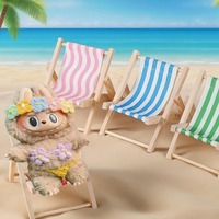 Doll'S Chair Outfit Accessories For Ropa Labubu 10cm cotton doll Summer vacation Wooden beach reclining camping chair ornament