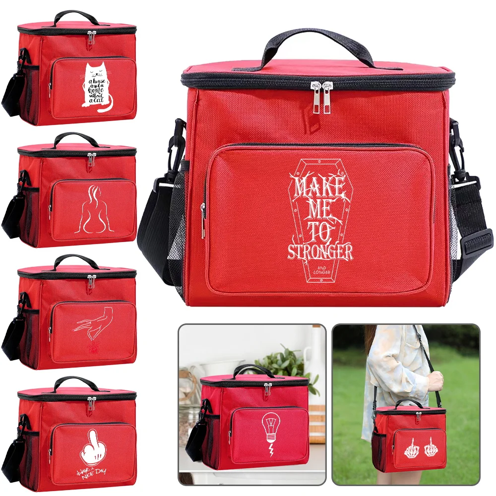 Lunch Bags LunchBox Insulated Thermal Handbag Waterproof Cooler Food Storage Boxes Camping Organizer Case White Picture Series