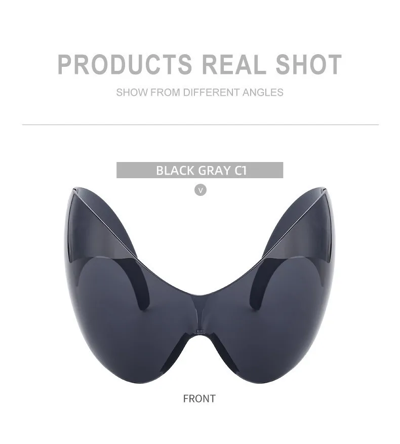 Übergroße Y2k Sport Sonnenbrille Frauen 2000er Wrap Around Schild Goggle Männer Luxus Marke Designer Trends Punk Sonnenbrille Oculos – Detail 16