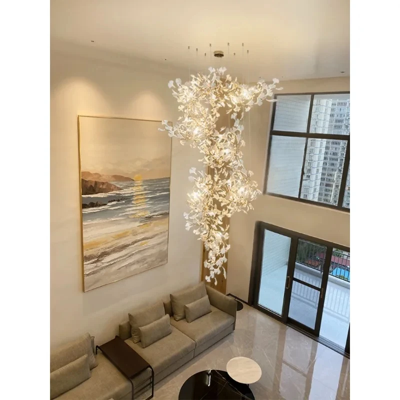 

Nordic creative style ginkgo branch chandelier staircase modern petal chandelier hotel lobby chandelier YX819TB