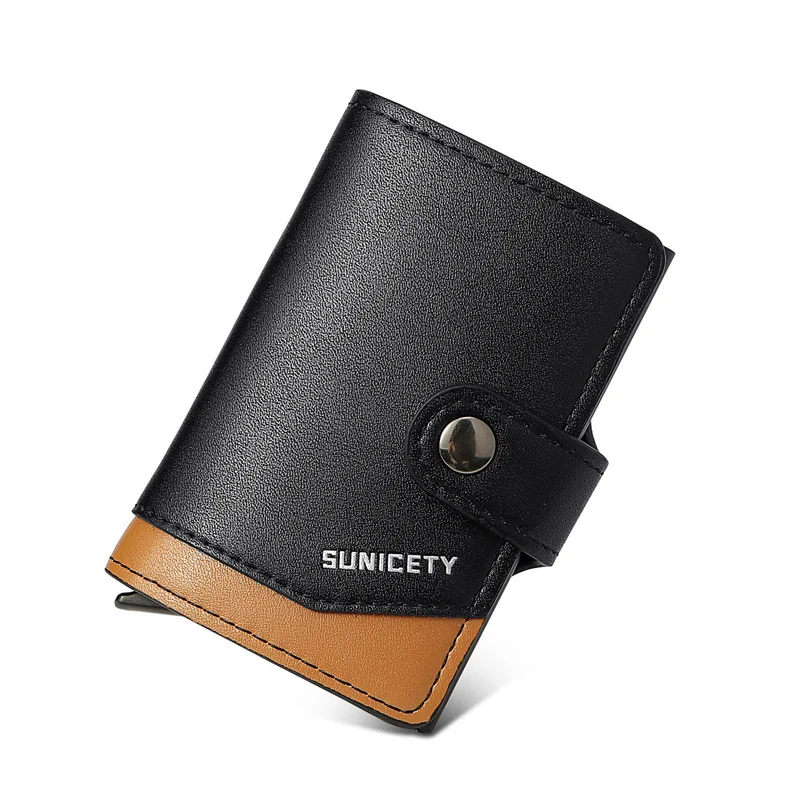 Men Vintage Card Holder RFID Aluminium Box Bank PU Leather Top Quality Card Case Male Money Bag Mini Purse Anti Demagnetization