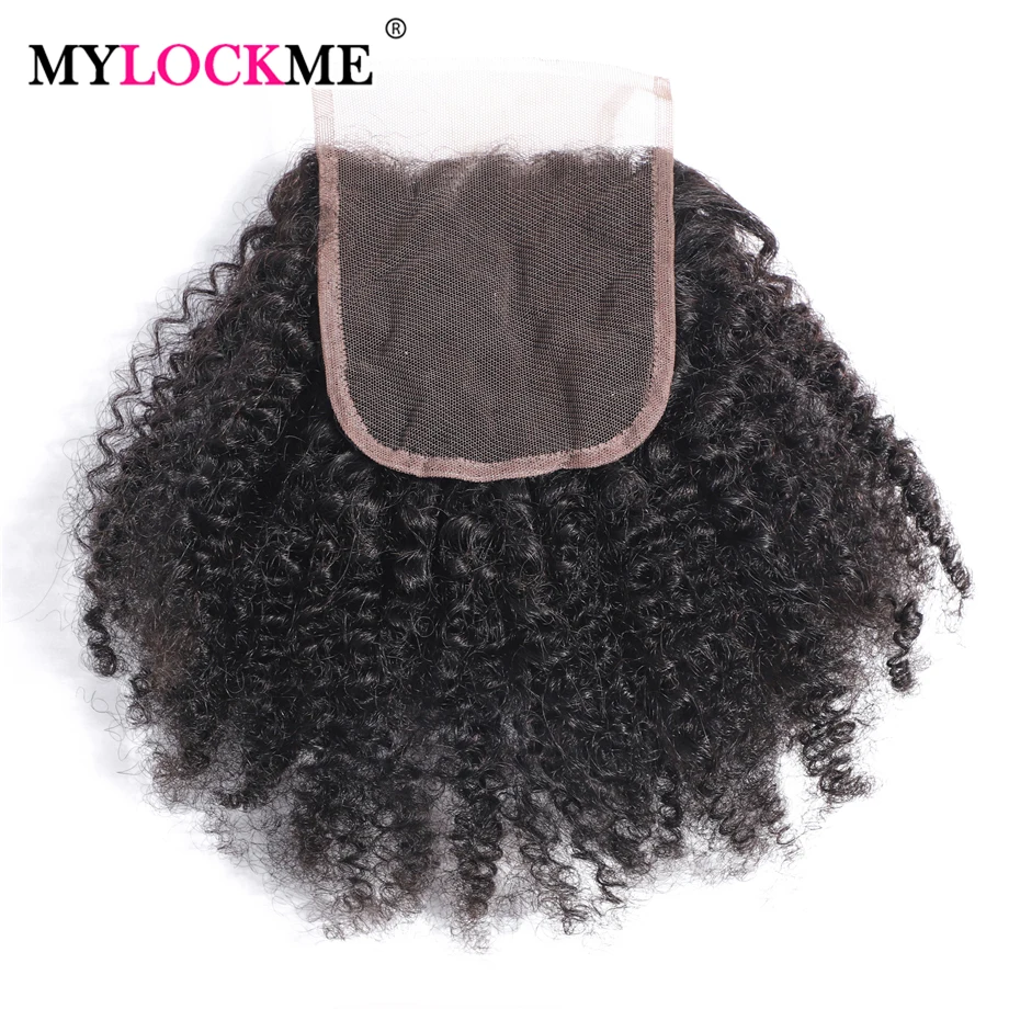 Lace Closure Afro Kinky Curly Hair Transparent Lace Closure Brazilian Human Hair Free Part 22Inch Lace Closure Frontal MYLOCKME