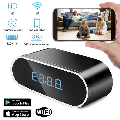 Minicámara de reloj con visión nocturna, con Control remoto cámara de vigilancia, detección de movimiento para el hogar, 1080P, Wifi