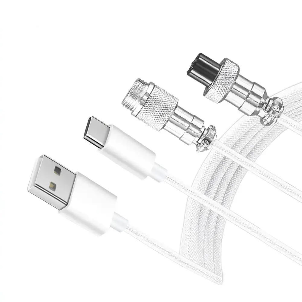 Gaming Keyboard Coiled Aviator Cable Type C Data Cord Custom Desktop Decor Flexible USB Connectivity Cord