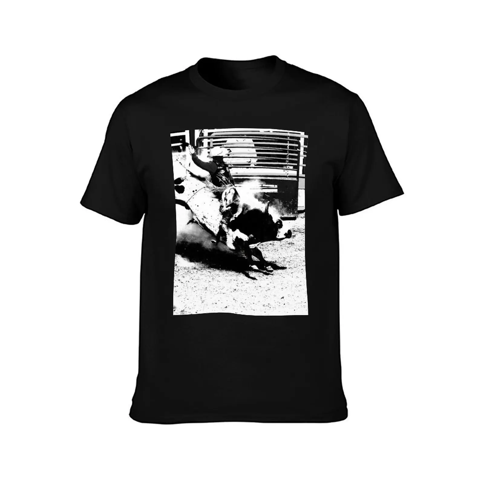 Bull Riding Champ T-Shirt, Summer Casual Cotton Tee, Oversized Streetwear Tops, Vintage Graphic Print, Loose Fit Short Sleeve