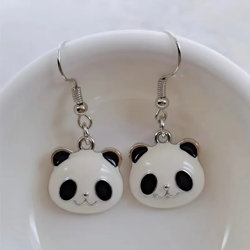 Interesting Panda Animal Shaped Earrings Cute Alloy Enamel Earrings Women's Party Daily Earrings Jewelry Fashion Gifts