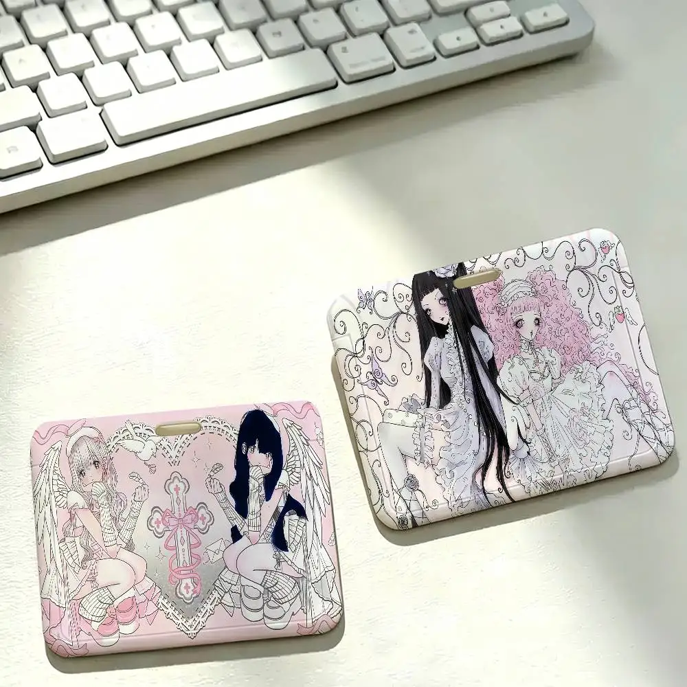 Cute Anime Angel Girls Badge Card Holder Student ID Case Daily Use Subway Commute Work Cover Office School Bus Protector
