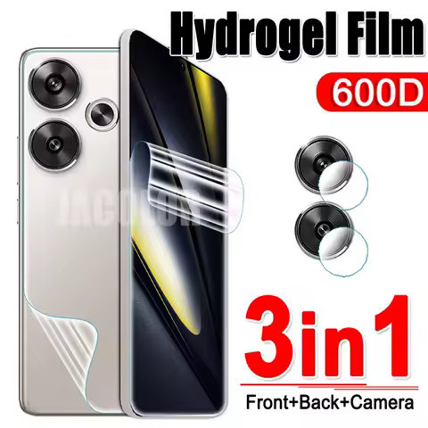 3IN1 Water Gel Film For Xiaomi Poco F6 Pro F5 F4 GT F3 Screen Protector+Back Hydrogel Film+Lens Glass Xiaomy Xiomi F6Pro F5Pro