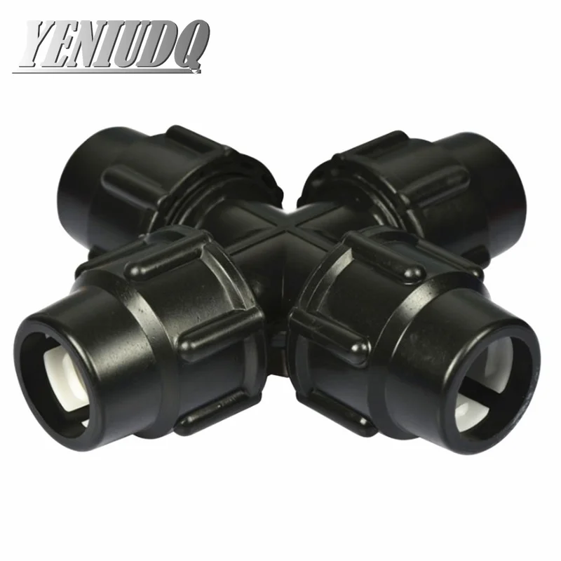 Plastic PE fittings quick Union Plastic fittings four-way union joint 20/25/32/40/50/63mm Tap Water Irrigation