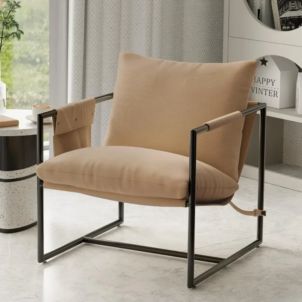 Sling Accent Chair for Living Room, Mid Century Modern Metal Frame Armchair for Reading Room, Bedroom Chair