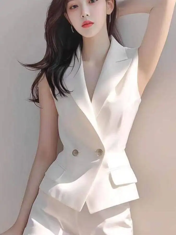 

Faion Slim Fit Vest Top 2025 Svel White Vest High End Elegance Sle Polyester Blend Regular Length Moderate Warmth