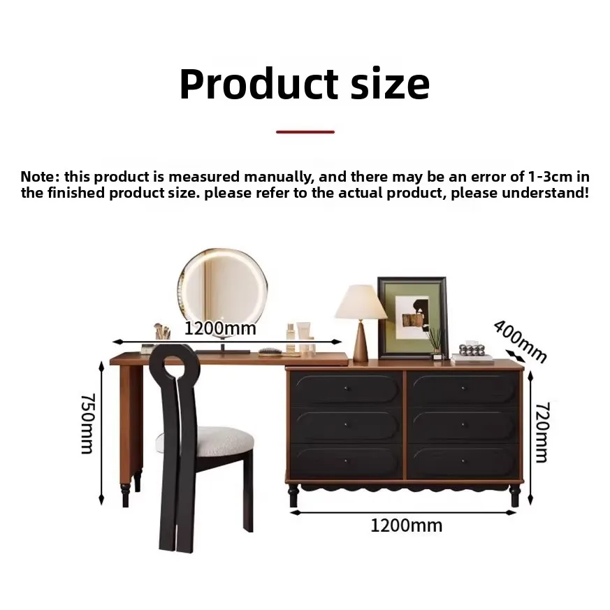 

French medieval solid wood dresser retractable corner cosmetic table bedroom home