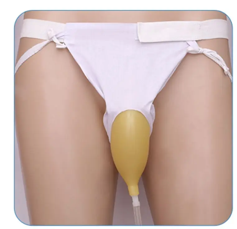 

In bed after urinary organ male elderly soft latex urinary incontinence urinals with urine bag, old man