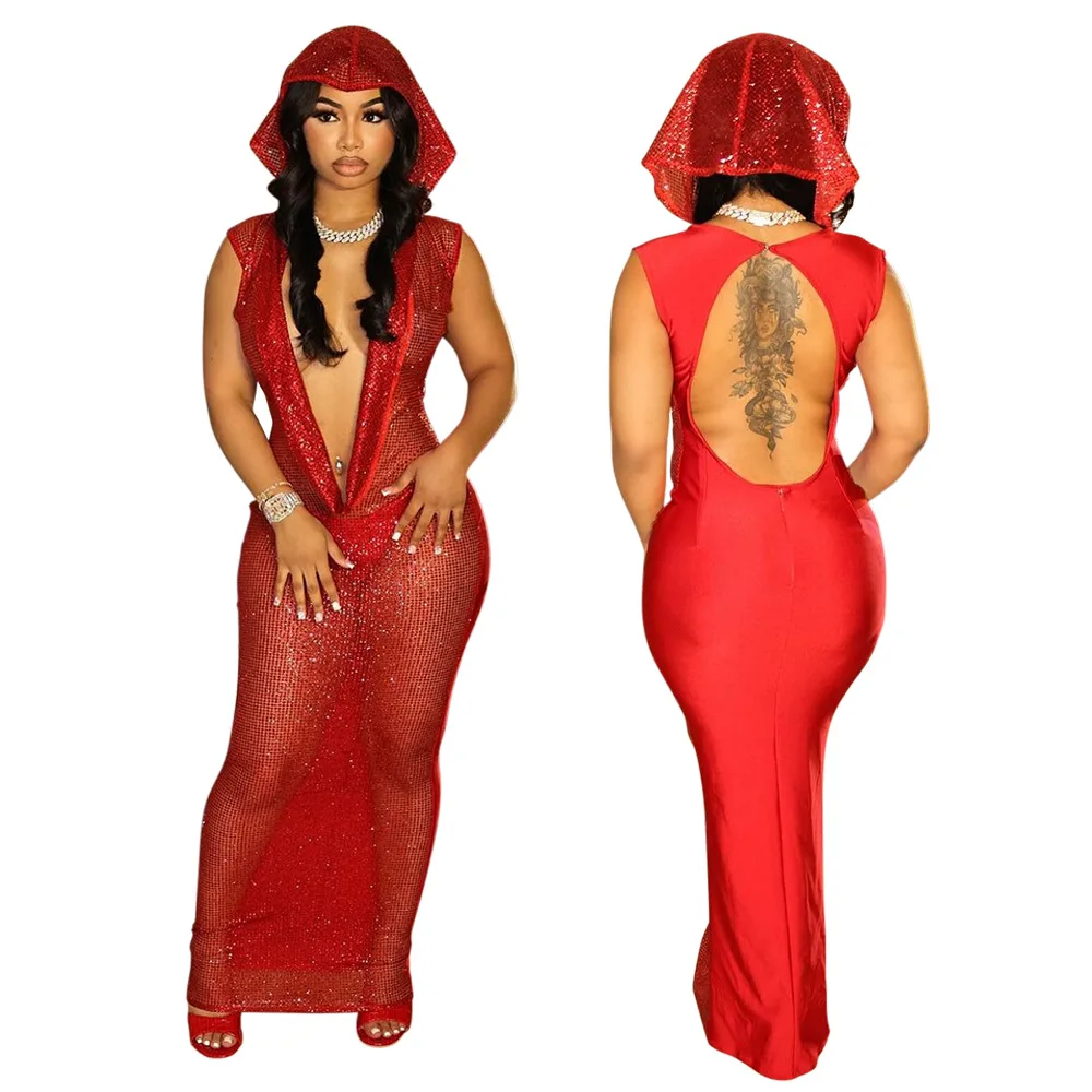 Robe de plage longue à col en V profond pour femmes, robe de plage en polyester, vêtements de plage sexy, robe de plage à paillettes pour femmes, vêtements de bain, 2024