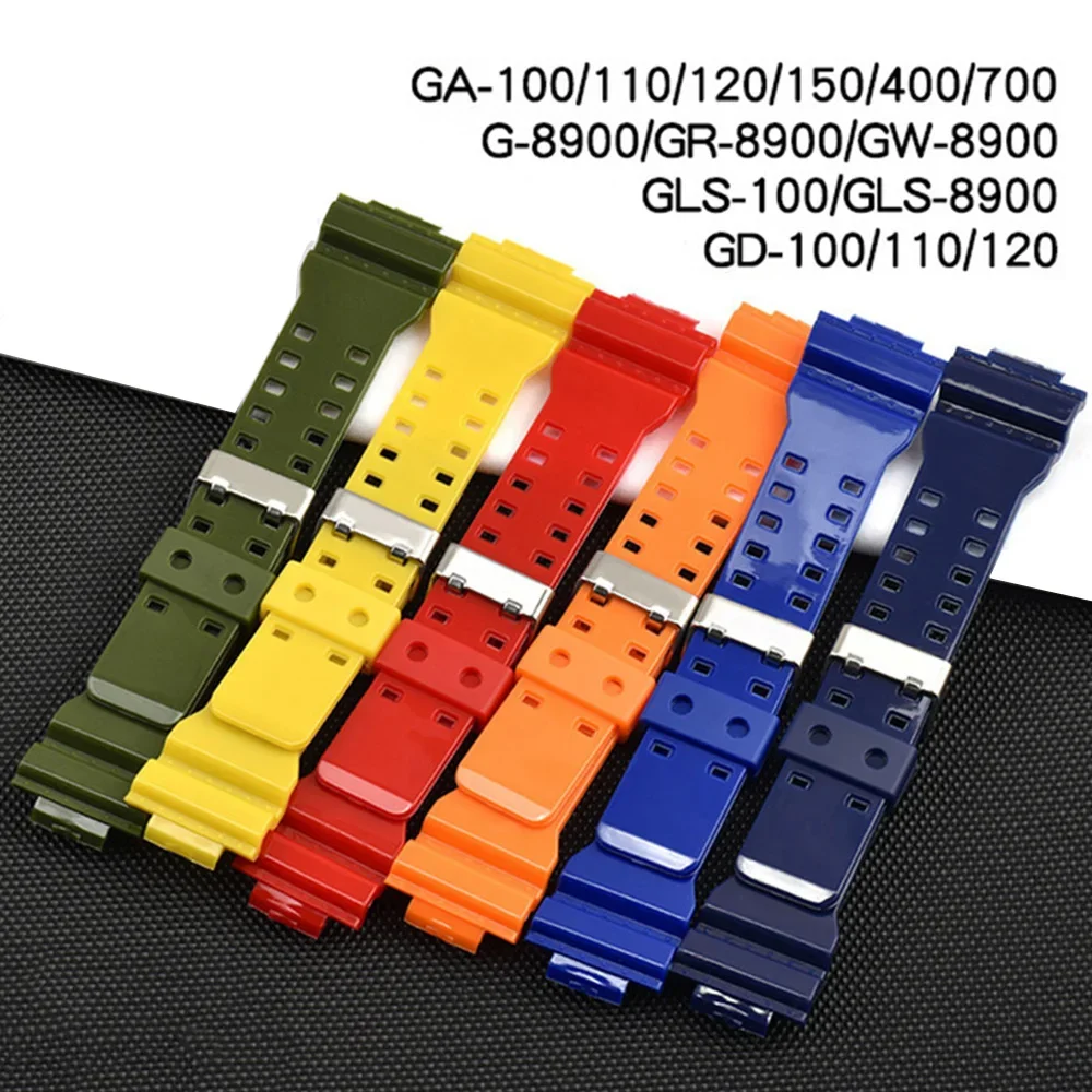 Resin Watch Band for Casio G-Shock GA-100/110/120/140/200/700 GD-100/120 G-8900 GW-8900 Matte Glossy Silicone Strap Bracelet