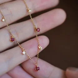 Original Design Light Luxury Red Gem Sky Star Necklace for women Exquisite showy gentle style Integrated necklace Jewelry